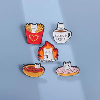 Food Lover Cat Brooch Collection