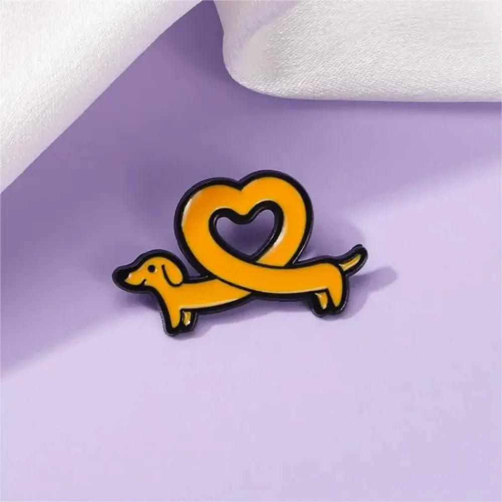 Cute Sausage Dog Love Lapel Brooch