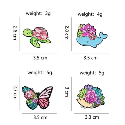Floral Succulent Creature Brooch Collection