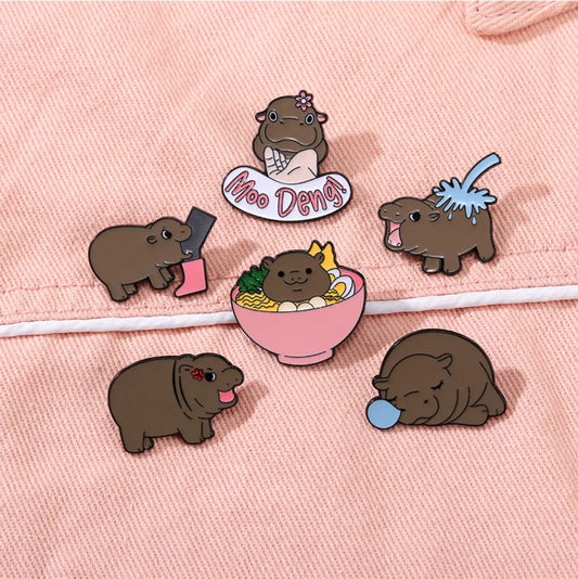 Viral Baby Hippopotamus Cartoon Lapel Brooches