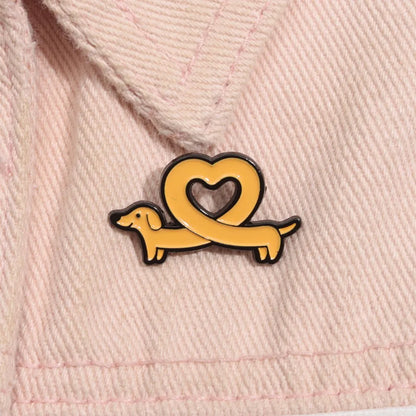 Cute Sausage Dog Love Lapel Brooch