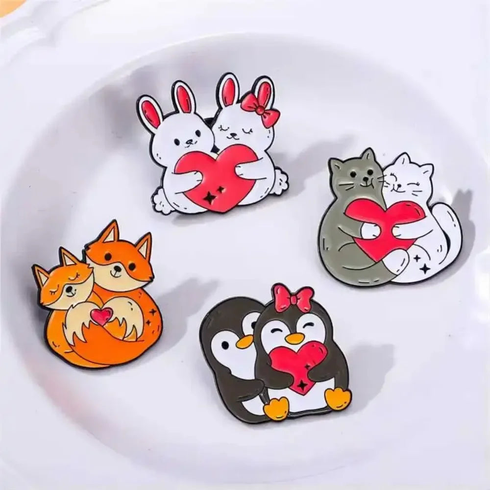 Kawaii Hugging Pet Lapel Brooches