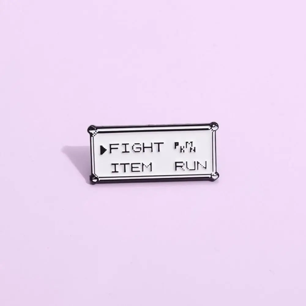 Vintage Pixel Game Battle Choice Text Brooch