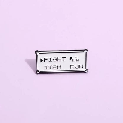 Vintage Pixel Game Battle Choice Text Brooch