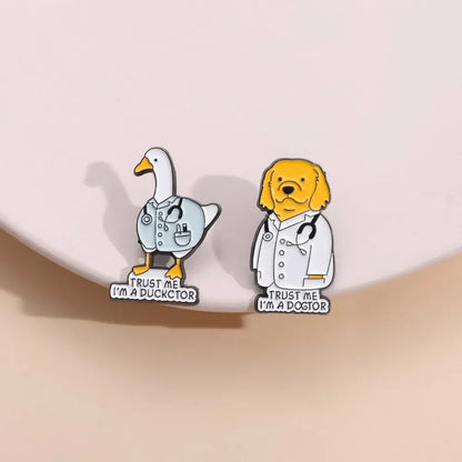 Funny Doctor Animal Pun Lapel Brooches