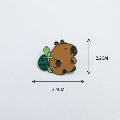 Funny Capybara Animal Brooches with Turtle Crocodile Pelican