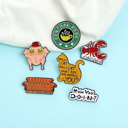 Smelly Cat & Lobster Friends Brooch Set