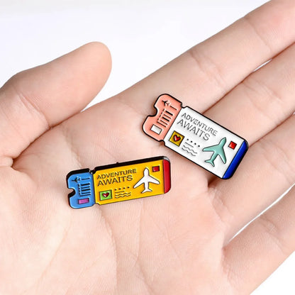 Travel Boarding Pass 2pcs Lapel Brooches