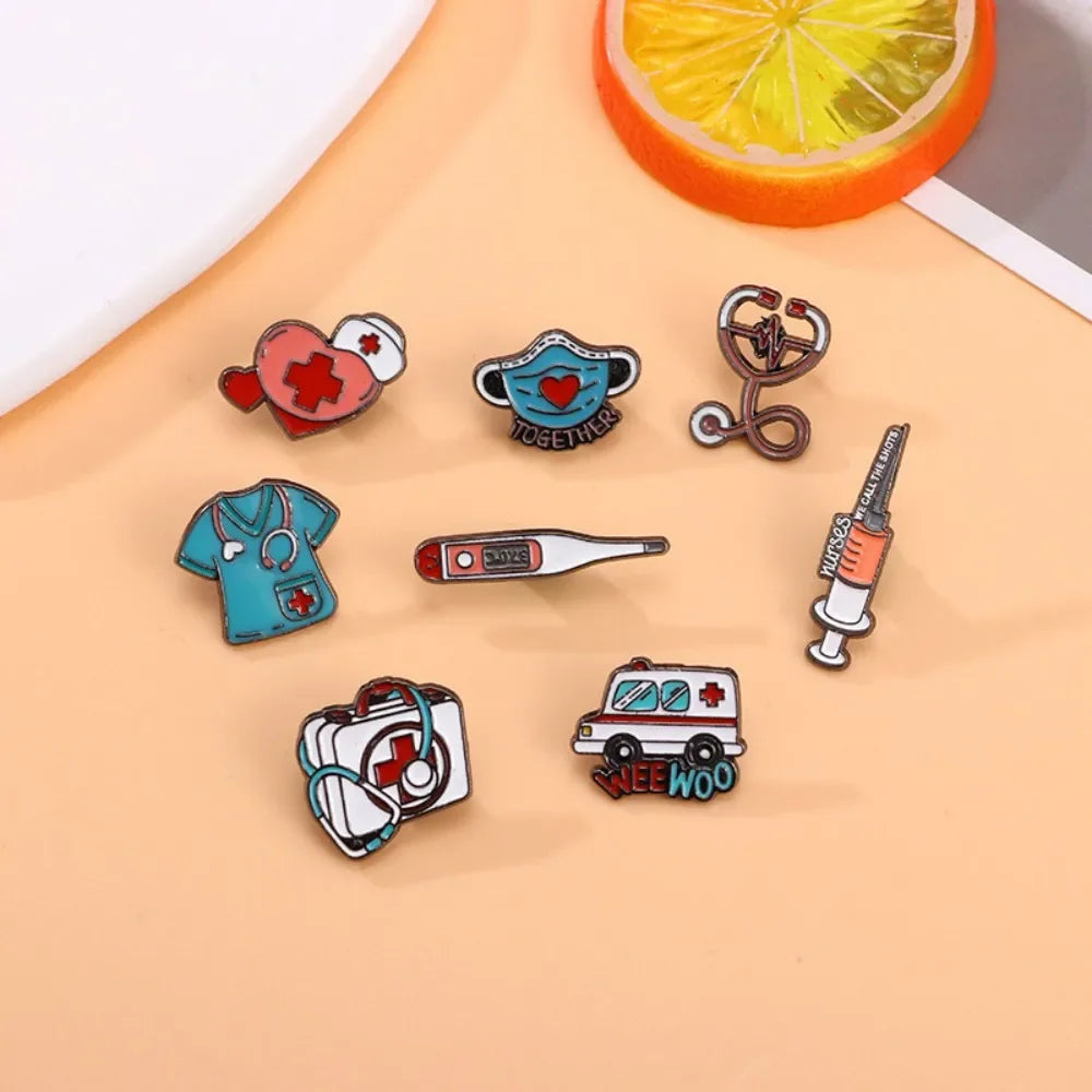 Funny Hospital & Nurse Brooch Set