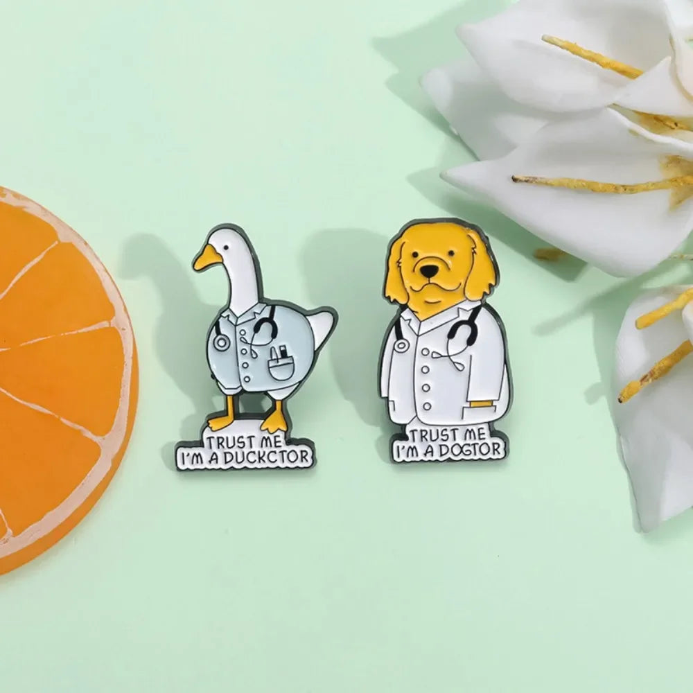 Funny Doctor Animal Pun Lapel Brooches