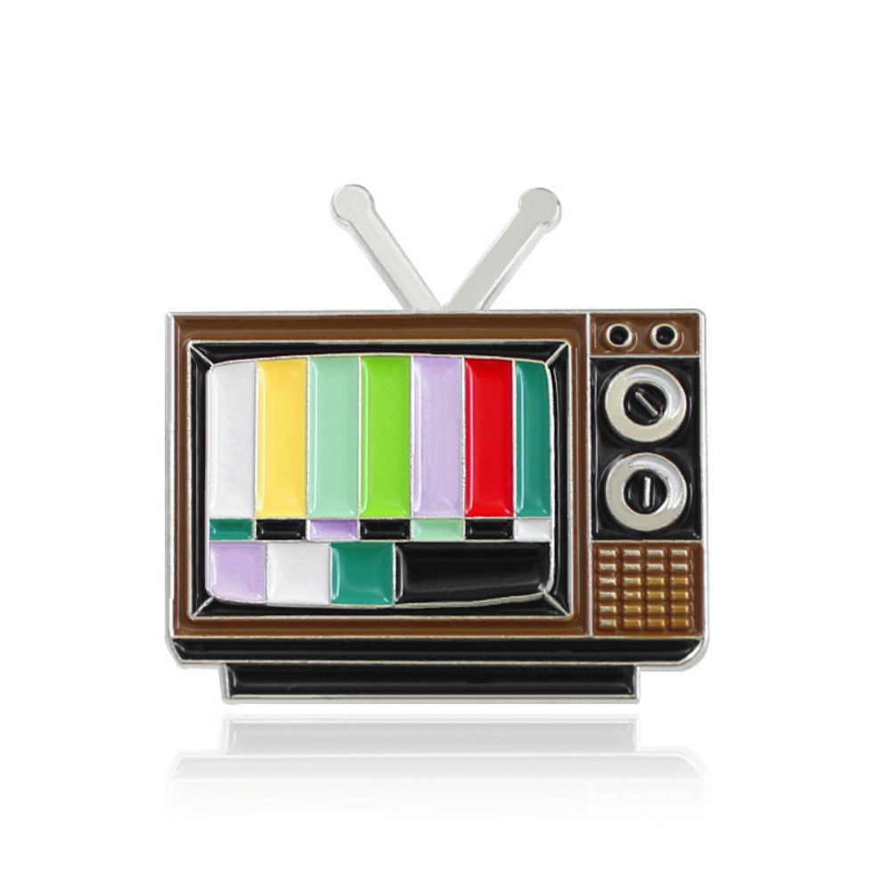 Retro TV Test Card Brooch Duo