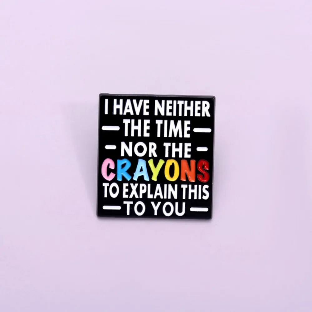 Colorful Crayon Text Square Lapel Brooch