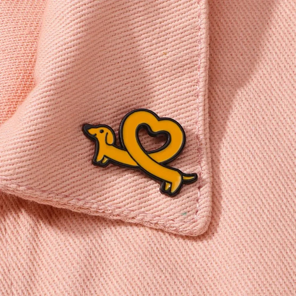 Cute Sausage Dog Love Lapel Brooch