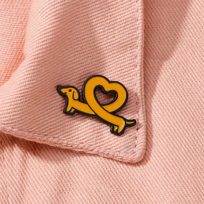 Cute Sausage Dog Love Lapel Brooch