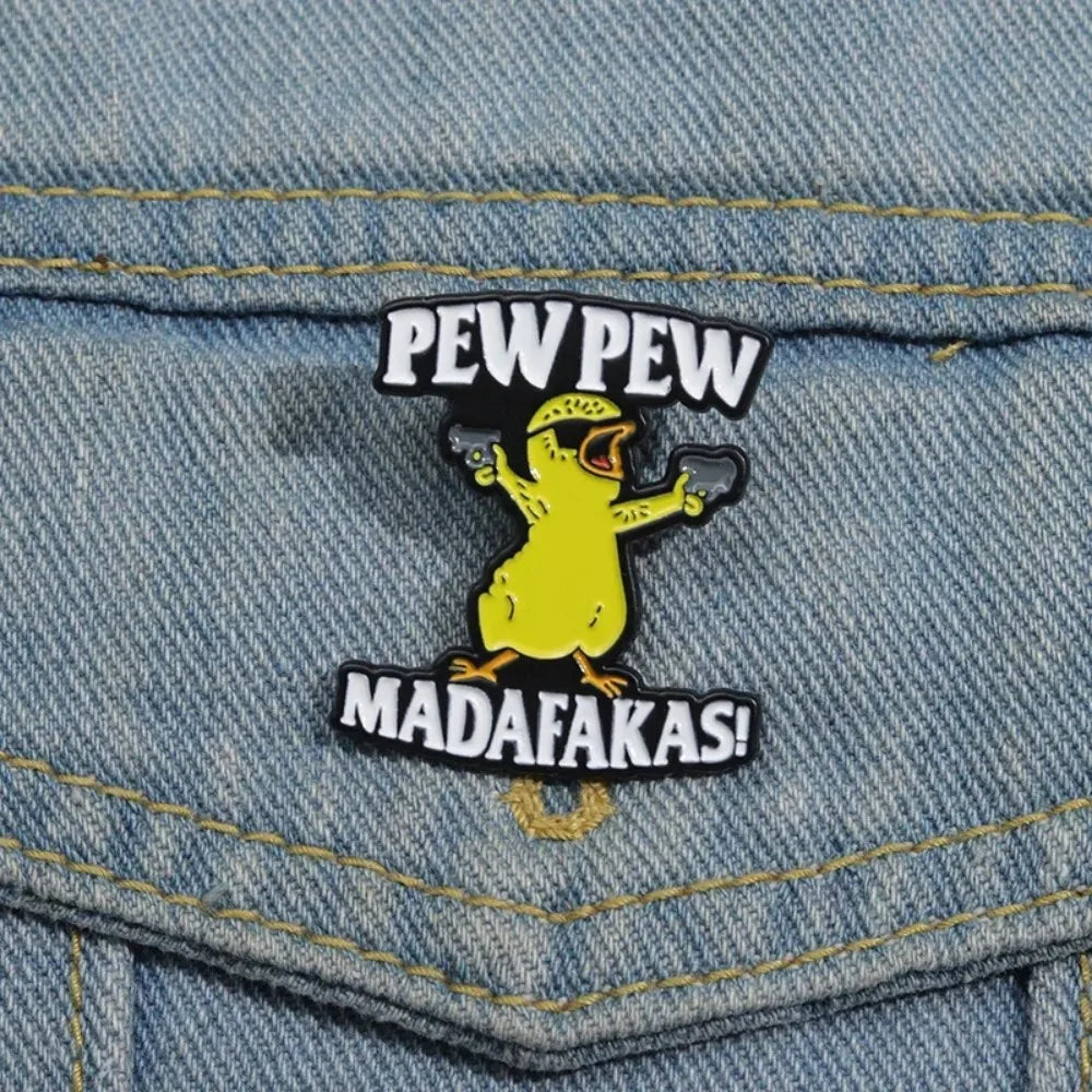 Gangster Duck With Dual Pistols Funny Lapel Brooch
