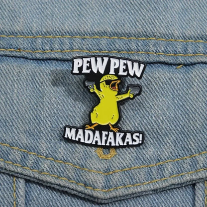 Gangster Duck With Dual Pistols Funny Lapel Brooch