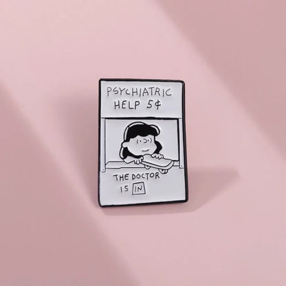 5¢ Therapy Booth Enamel Brooch