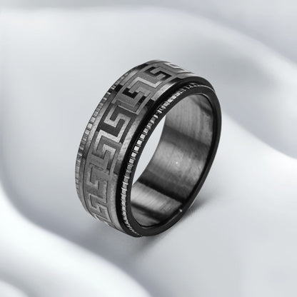 Hot Sale Titanium Stainless Steel The Great Wall Spinner Ring for Fancy Couple Men-Wannee Fashion Accessory