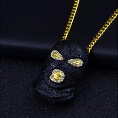 Personality Hip Hop Rhinestone Mask Pendant Necklace for Cool Men Women-Wannee Fashion Jewelry