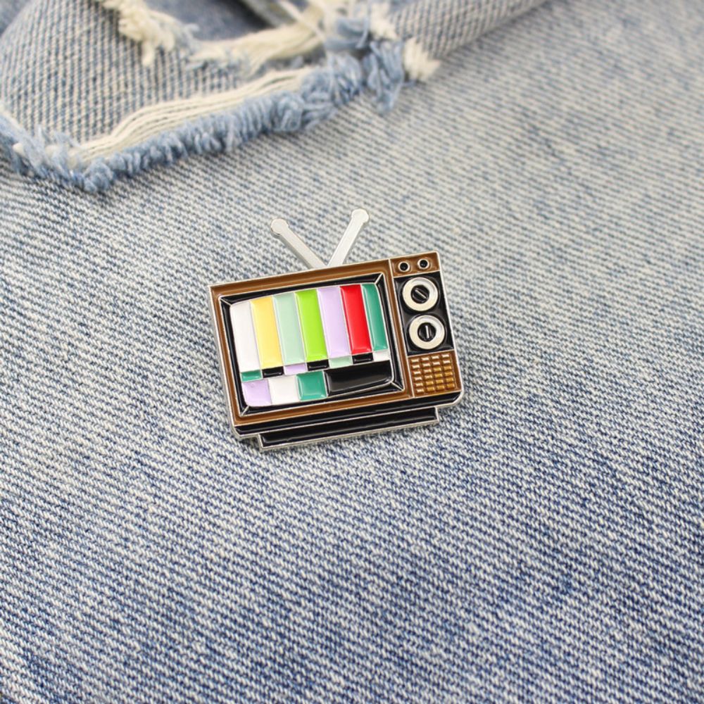 Retro TV Test Card Brooch Duo