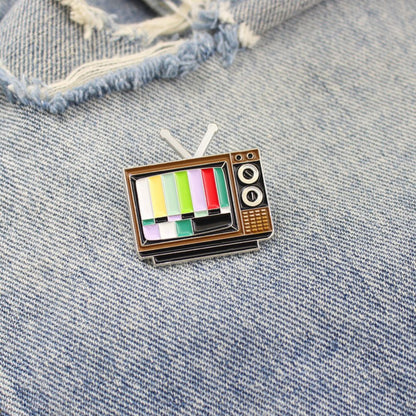 Retro TV Test Card Brooch Duo