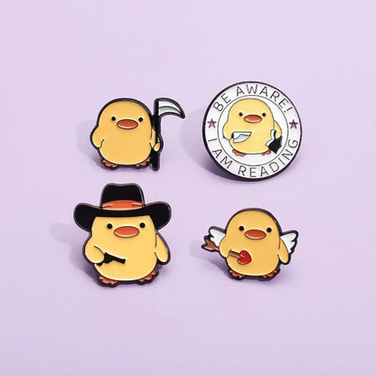 Quirky Yellow Duck Character Brooches
