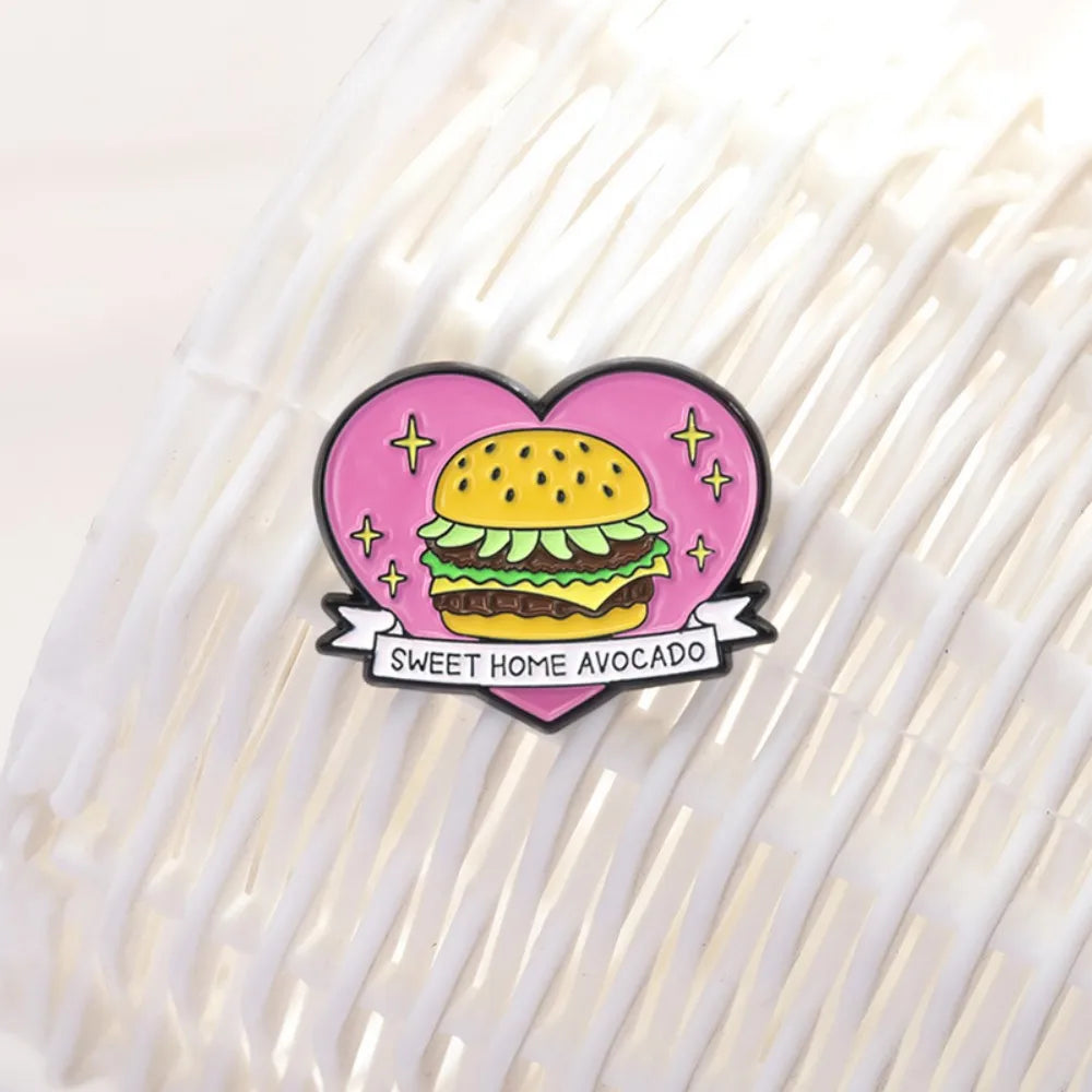 Aesthetic Landscape & Funny Avocado Burger Lapel Brooches