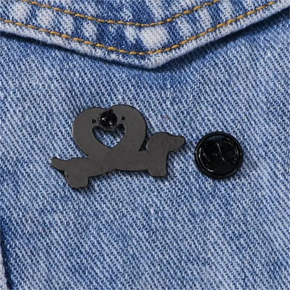 Cute Sausage Dog Love Lapel Brooch