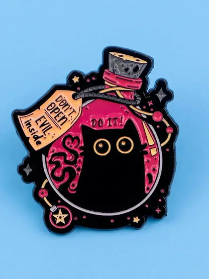 Sarcastic Black Cat Enamel Brooch