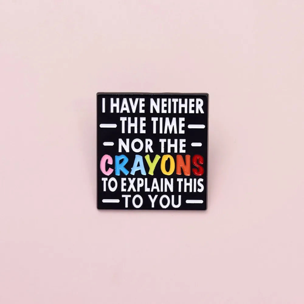 Colorful Crayon Text Square Lapel Brooch