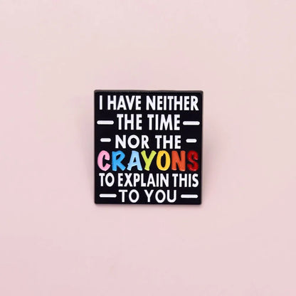 Colorful Crayon Text Square Lapel Brooch