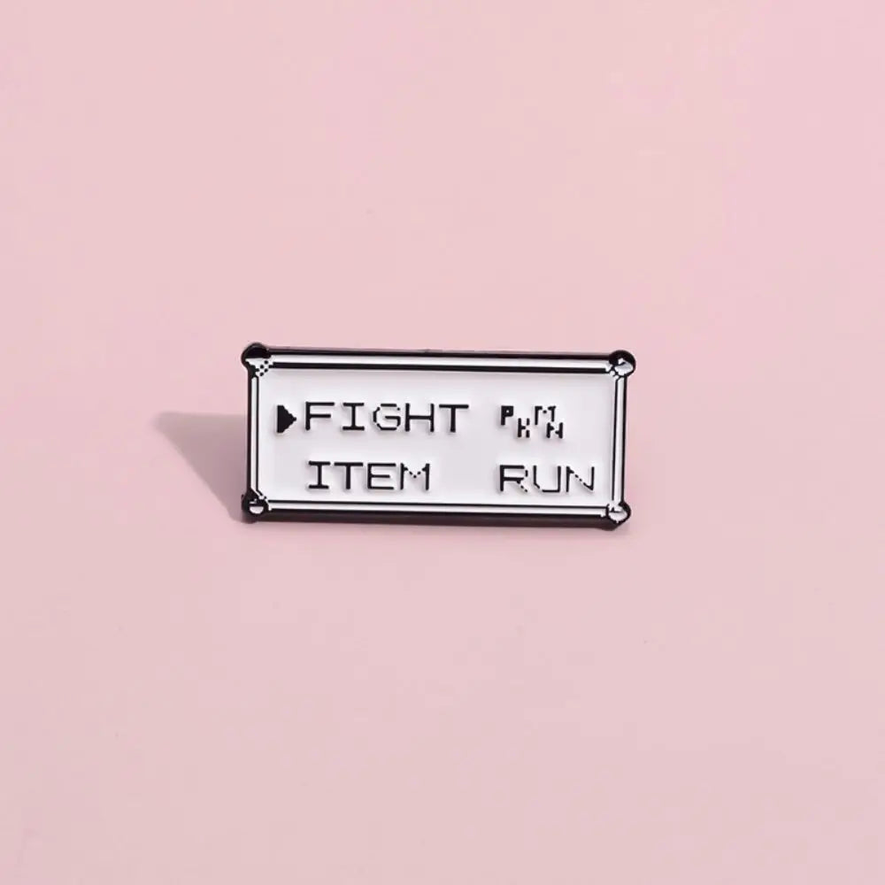 Vintage Pixel Game Battle Choice Text Brooch