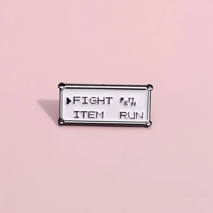 Vintage Pixel Game Battle Choice Text Brooch