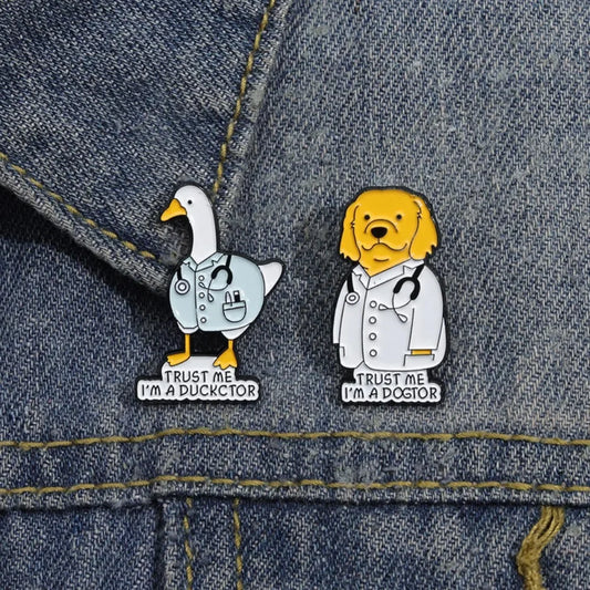 Funny Doctor Animal Pun Lapel Brooches