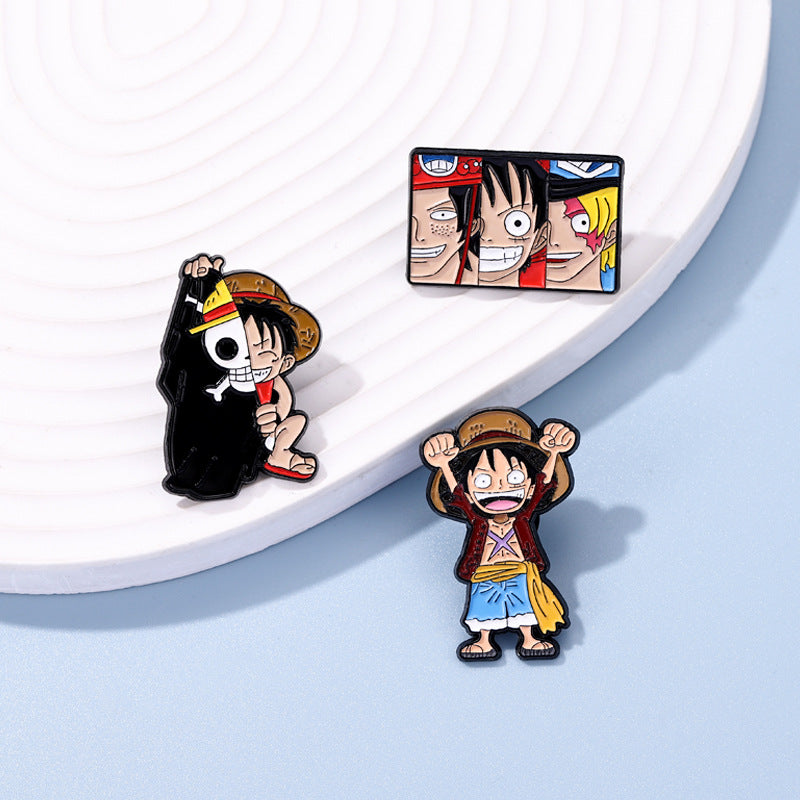 Cartoon Anime Pirate Luffy Badge Brooch