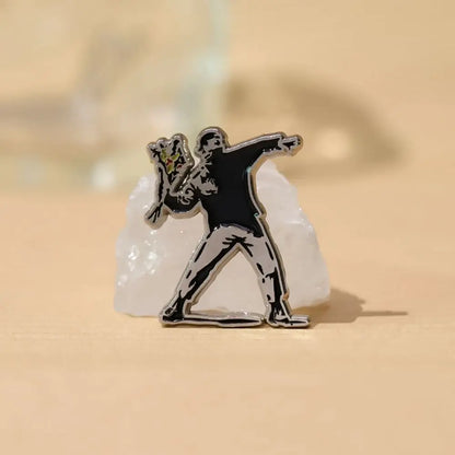 Banksy Art Enamel Pins Set, Balloon Girl & Flower Thrower Brooches