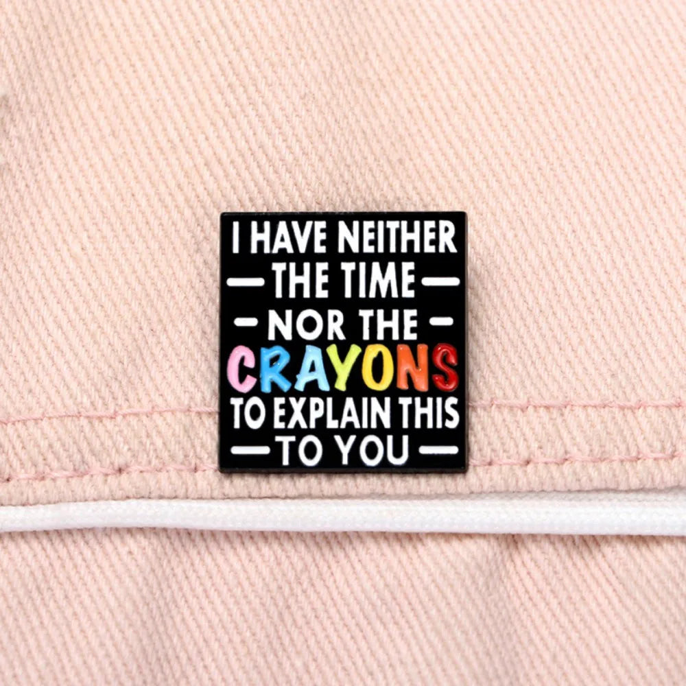 Colorful Crayon Text Square Lapel Brooch
