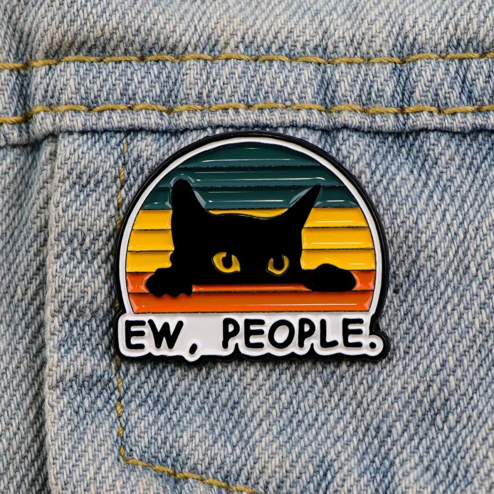 Sarcastic Black Cat Enamel Brooch
