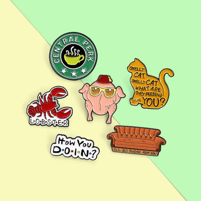 Smelly Cat & Lobster Friends Brooch Set