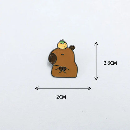 Funny Capybara Animal Brooches with Turtle Crocodile Pelican