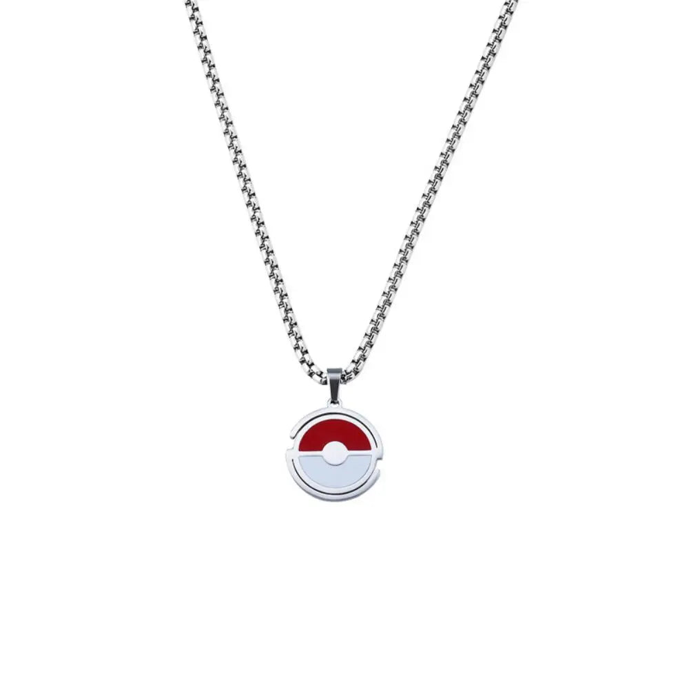 70cm Anime Poke Ball Titanium Steel Pendant Necklace