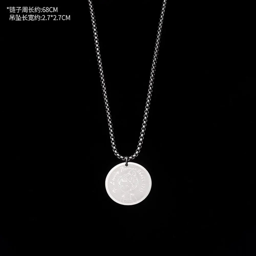 70cm Hip Hop Princess Prince Titanium Steel Pendant Necklace for Fashion Couple-Wannee