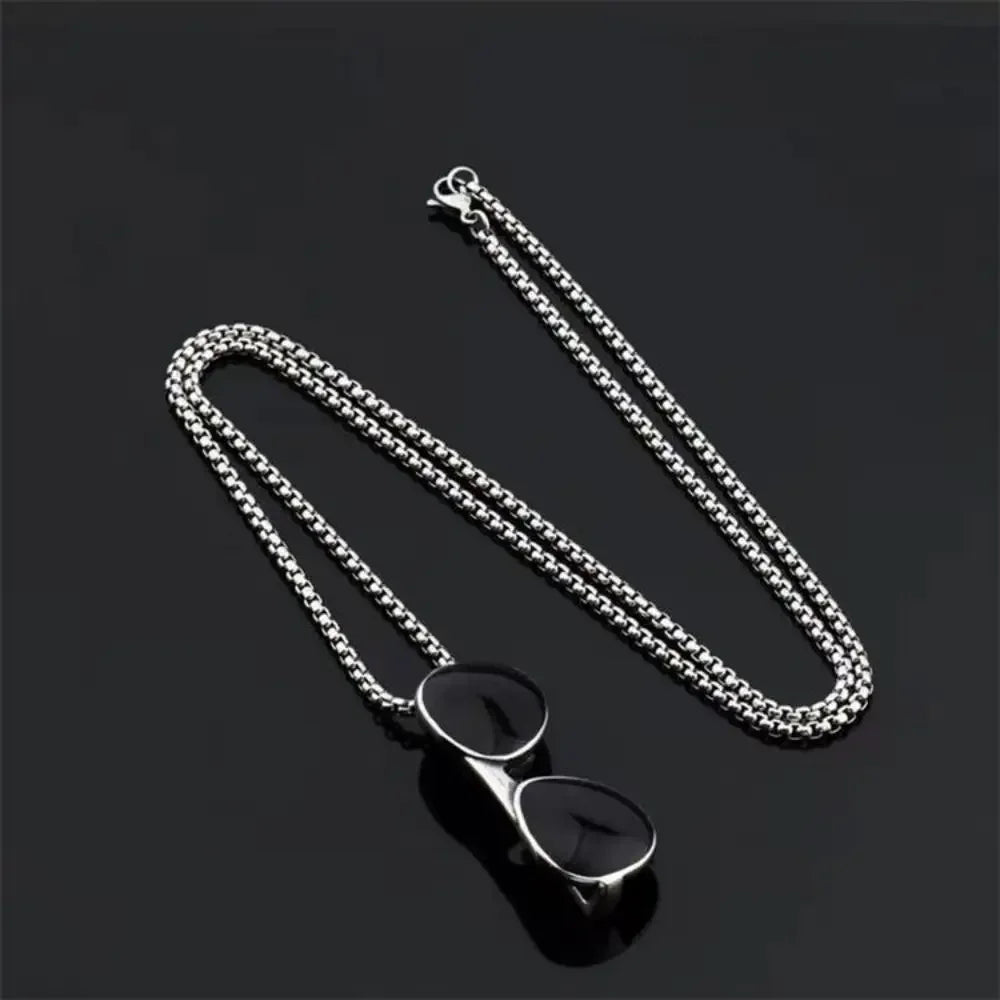 70cm Hip Hop Men Women Sunglasses Titanium Steel Pendant Necklace for Friend Student-Wannee Fashion Jewelry