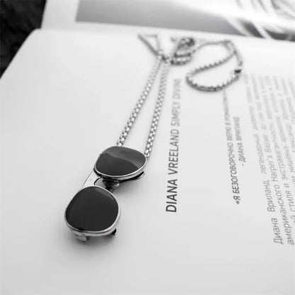 70cm Hip Hop Men Women Sunglasses Titanium Steel Pendant Necklace for Friend Student-Wannee Fashion Jewelry