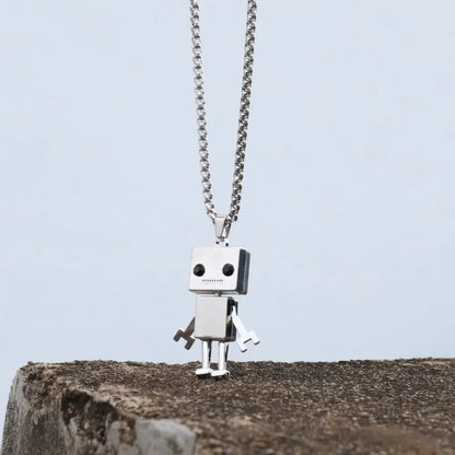 70cm Hip Hop Robot Couple Titanium Steel Pendant Necklace for Cool Men Women-Wannee Fashion Accessory