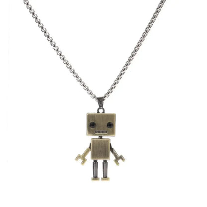 70cm Hip Hop Robot Couple Titanium Steel Pendant Necklace for Cool Men Women-Wannee Fashion Accessory