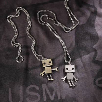 70cm Hip Hop Robot Couple Titanium Steel Pendant Necklace for Cool Men Women-Wannee Fashion Accessory