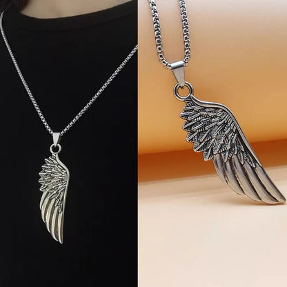 70cm Vintage Titanium Steel Long Feather Wings Pendant Necklace for Cool Men-Wannee Hip Hop Accessory