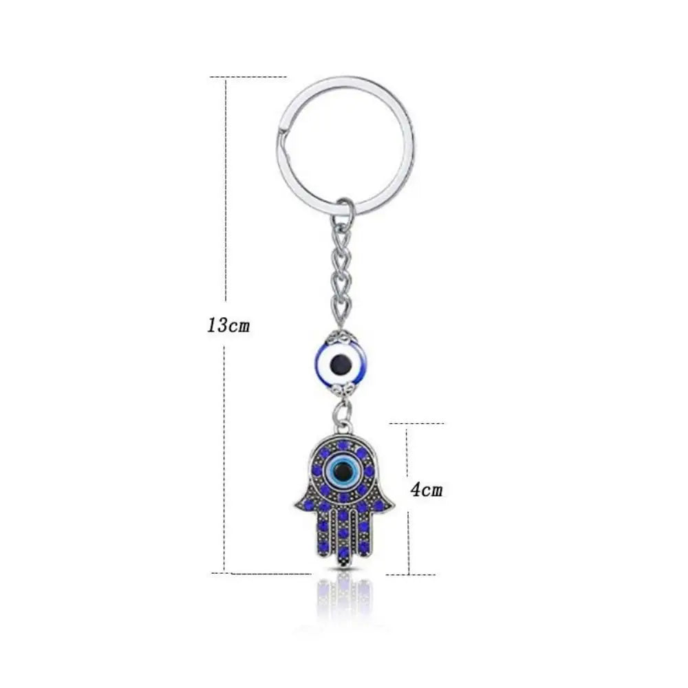 Turkey Blue Devil Eyes Palm Diamond Setting Pendant Keychain for Men Women Key Backpack-Wannee Fashion Accessory