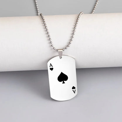 Hip Hop Stainless Steel Black White Heart A Poker Pendant Necklace For Trendy Men Women-Wannee Fashion Accessory